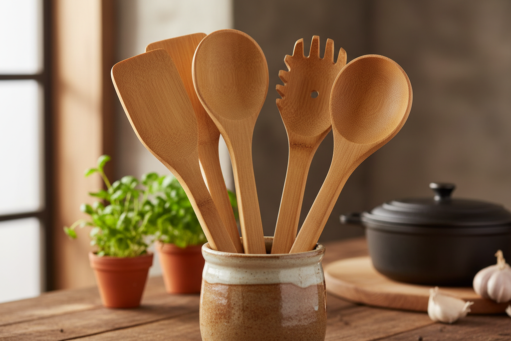Bamboo Kitchen Utensil Set - Lifestyle